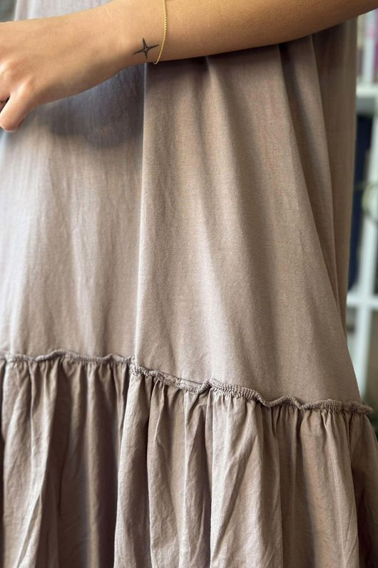 Paloma Bubble Hem Layering Dress Mocha